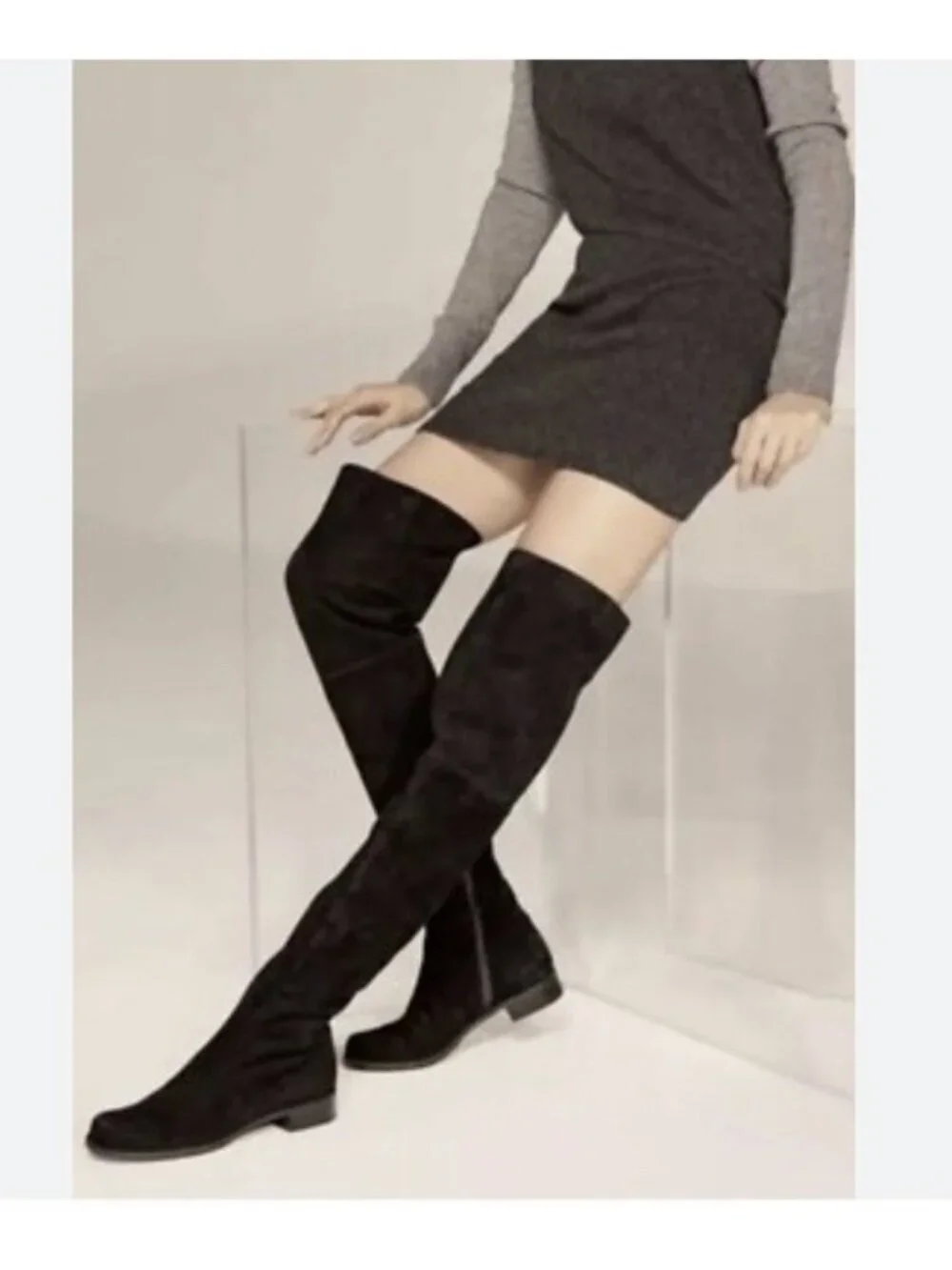 Stuart Weitzman Women's Sz 9 Hilo Brown Suede Over The Knee OTK Boots